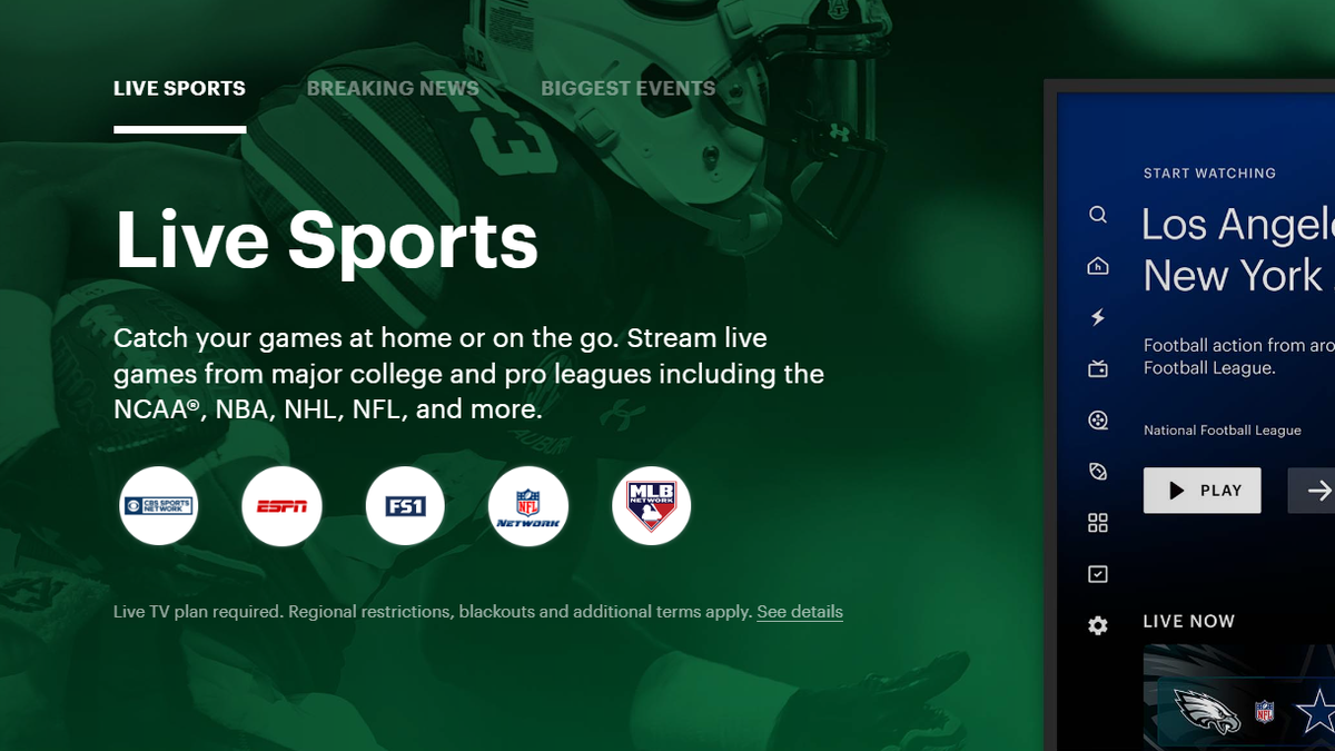 Erhalten Sie Zugang zu Live-Sport mit der LiveTV-Option von Hulu.