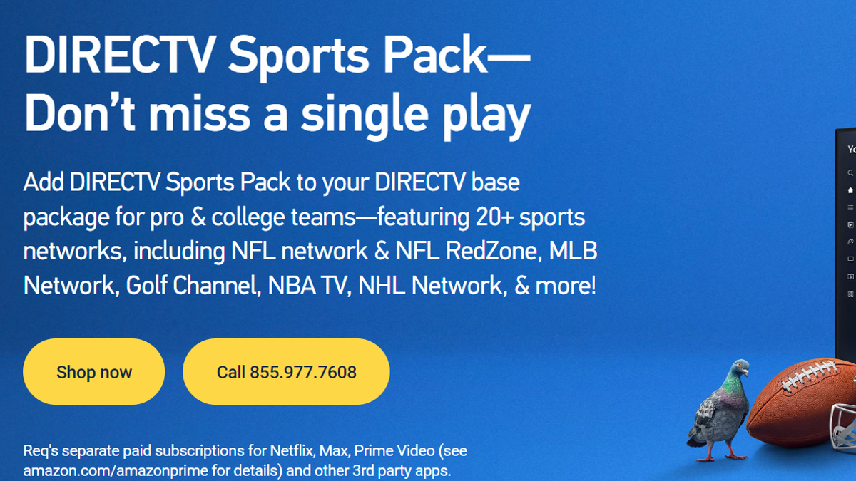 Wenn Sie bereits DIRECTV-Kunde sind, fügen Sie einfach ein Sportpaket für Live-Sport hinzu. 