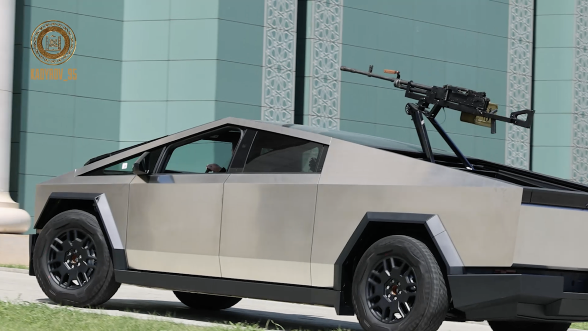 Tesla truck equipped with weapons