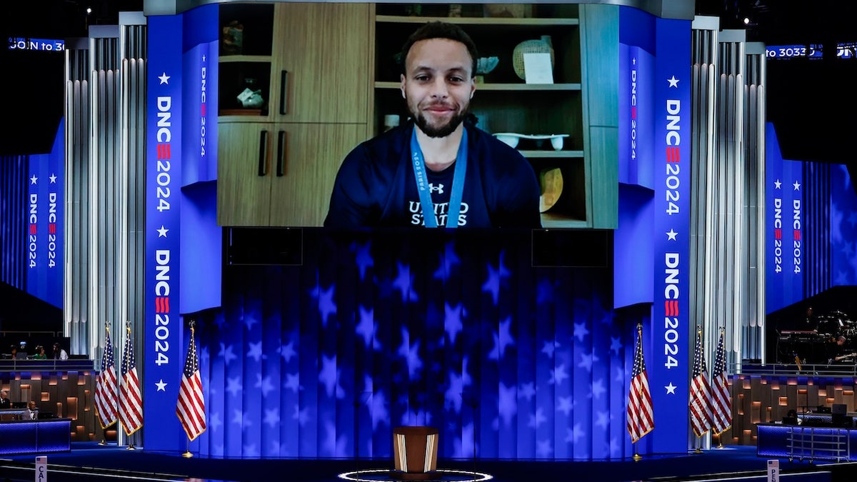 Steph curry on screen at DNC