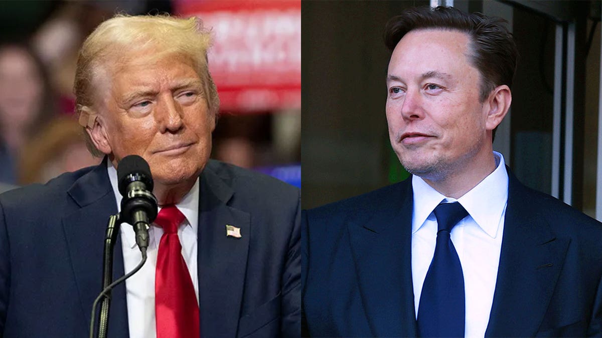 Trump y Elon Musk en una foto dividida izquierda-derecha