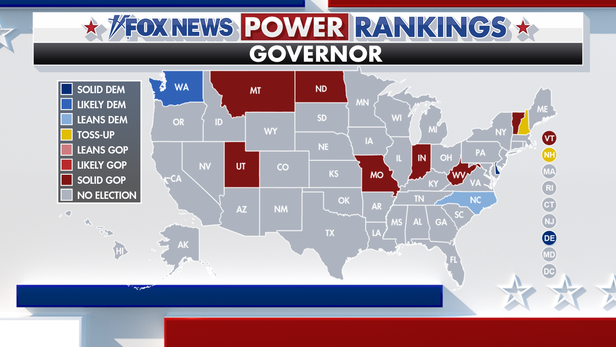 Fox News Power Rankings sobre las elecciones a gobernador de 2024.