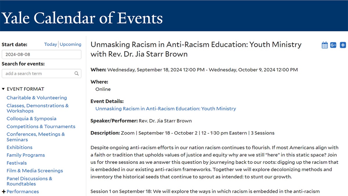 Yale "Unmasking Racism in Anti-Racism Education" event