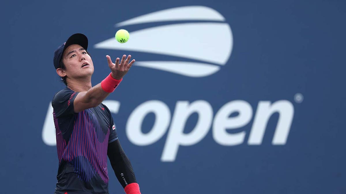 Yoshihito Nishioka plays in the US Open