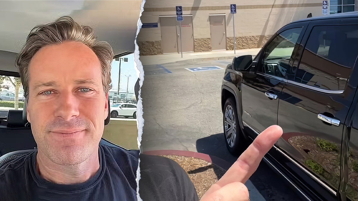 Armie Hammer shows disconnected his achromatic truck