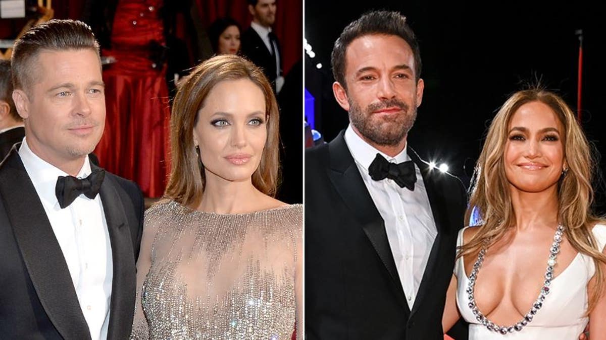 A split of Brad Pitt and Angelina Jolie and Ben Affleck and Jennifer Lopez