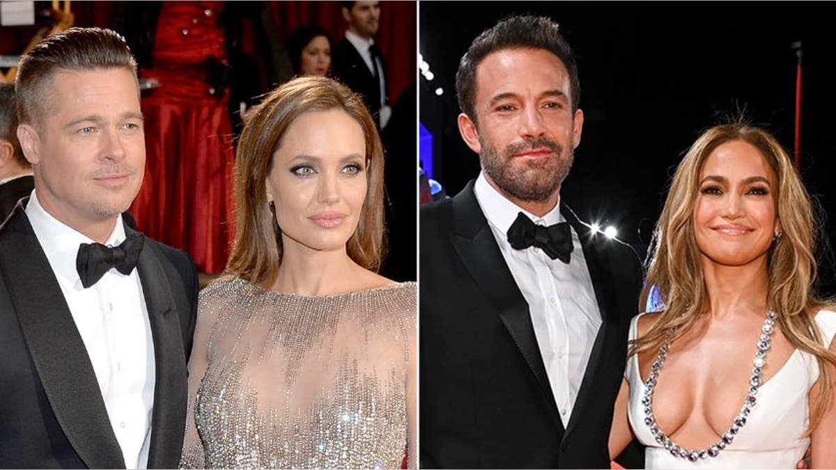 A split of Brad Pitt and Angelina Jolie and Ben Affleck and Jennifer Lopez