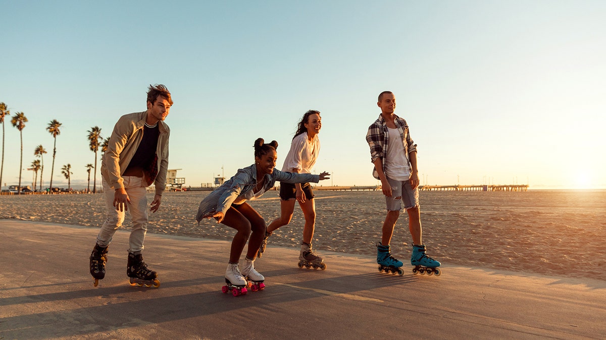 Rollerblading on California board walk