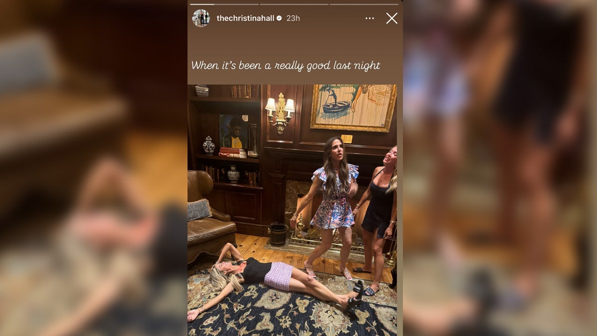 HGTV star Christina Hall sprawls out on the floor on social media.