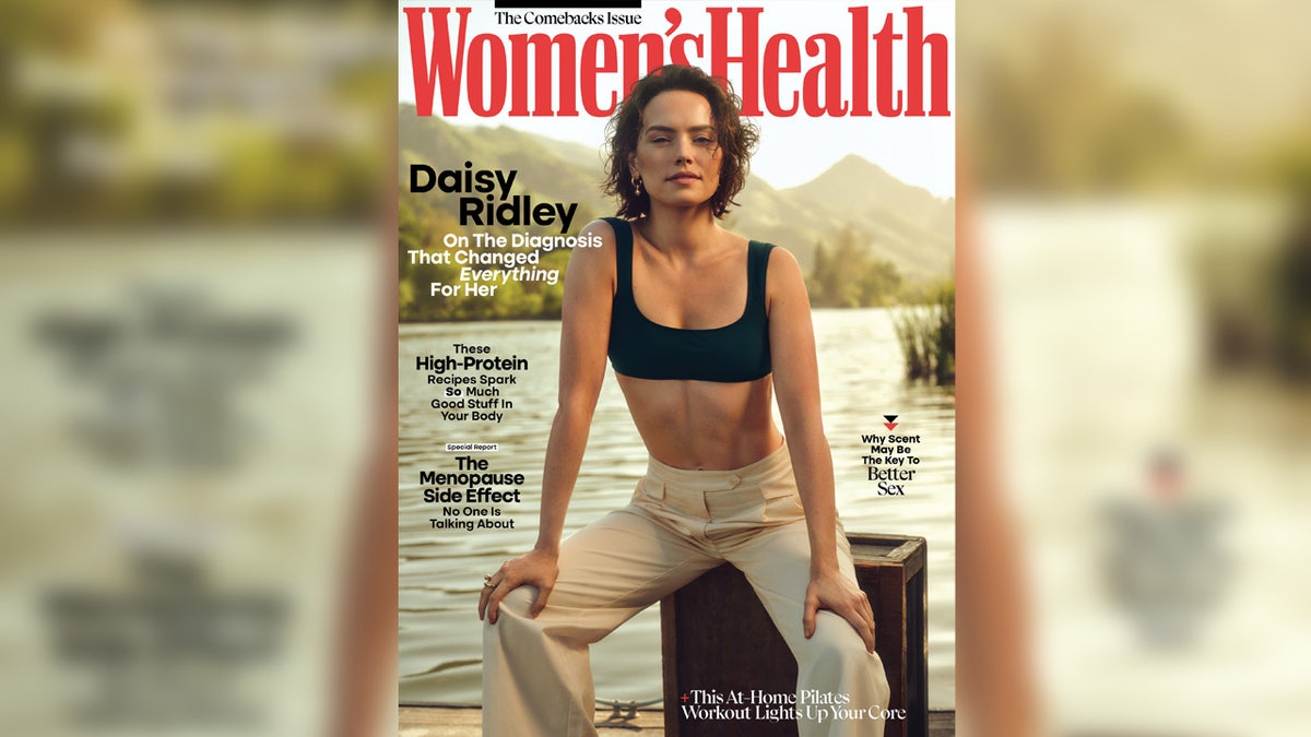 Actress Daisy Ridley wore a black sports bra and khaki pants