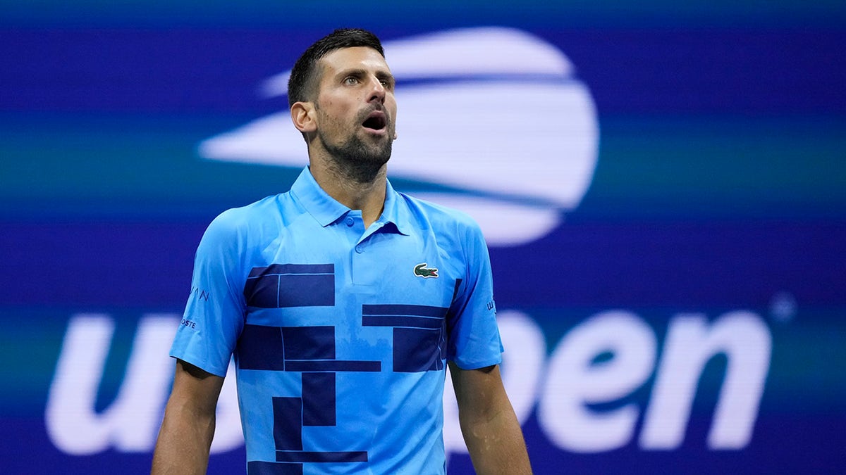 Novak Djokovic reacts to place