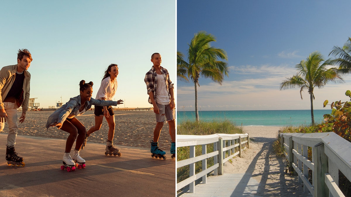 Rollerblading in California and Florida beach