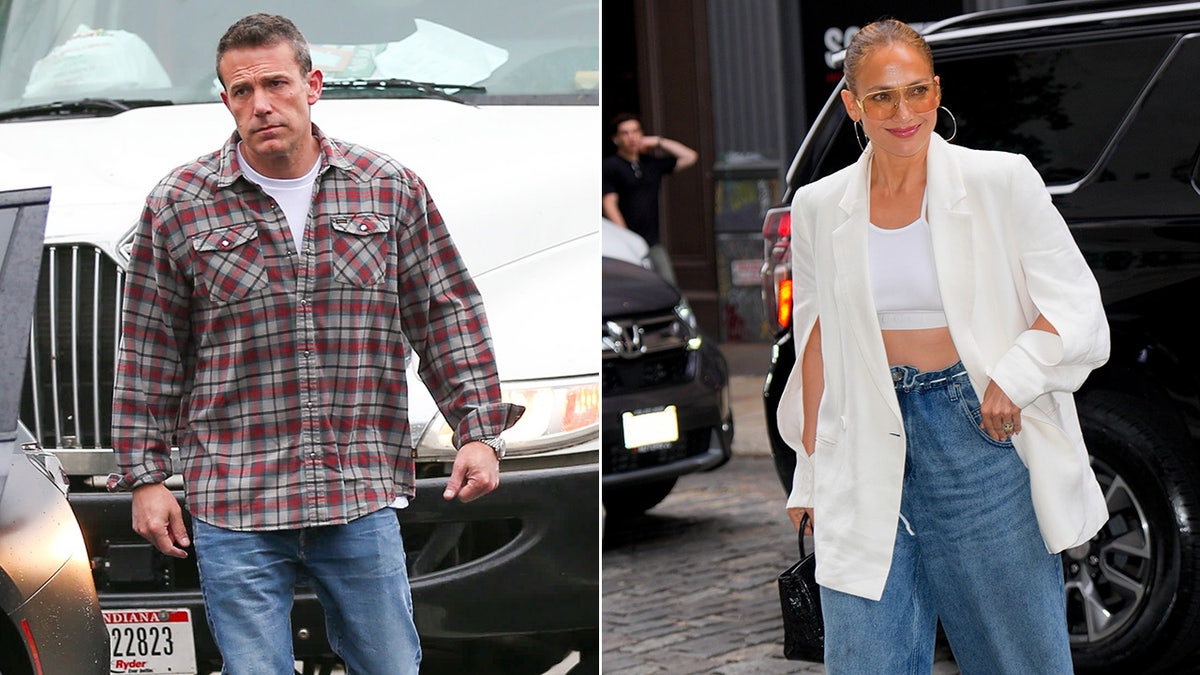 Ben Affleck seen walking to his car in Los Angeles, split with Jennifer Lopez walking in New York City