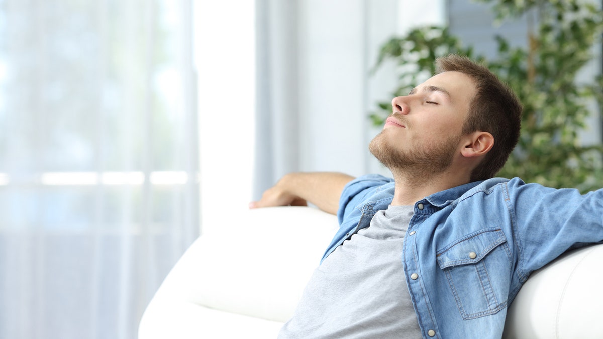 Hombre descansando en un sofá