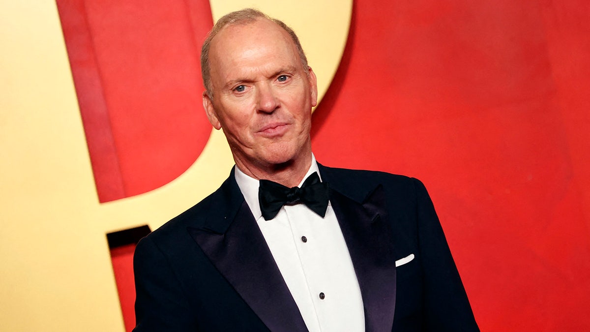 Michael Keaton in a classic tuxedo at the Vanity Fair Oscars party