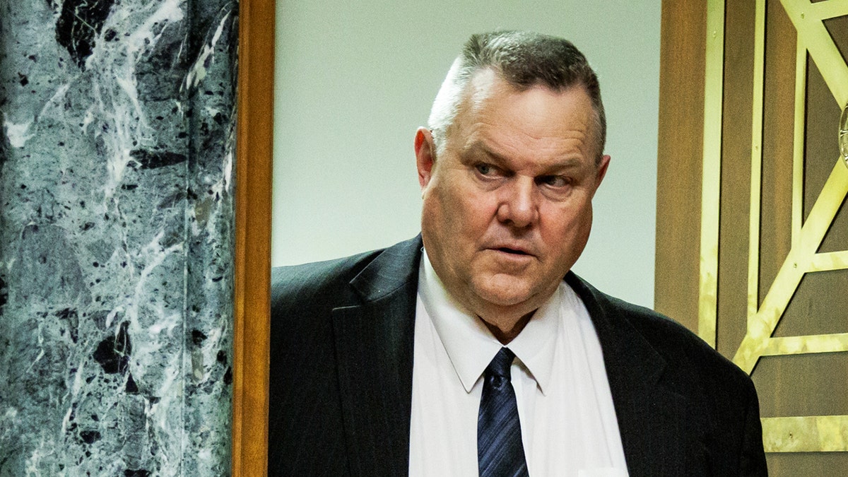 Sen. Jon Tester (D-MT) arrives for a Senate Appropriations Subcommittee on Homeland Security hearing at the U.S. Capitol on April 10, 2024 in Washington. (Photo by Samuel Corum/Getty Images)