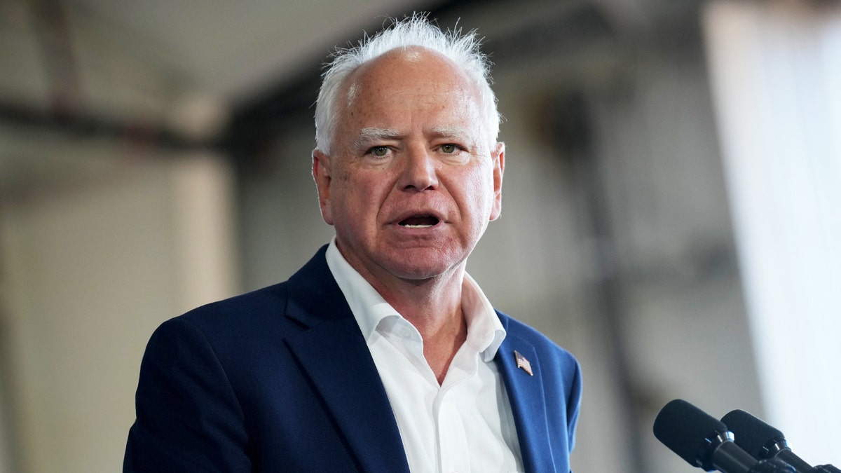 Democratic vice presidential candidate Minnesota Gov. Tim Walz speaks during a campaign event on Aug. 7, 2024, in Detroit, Mich. 