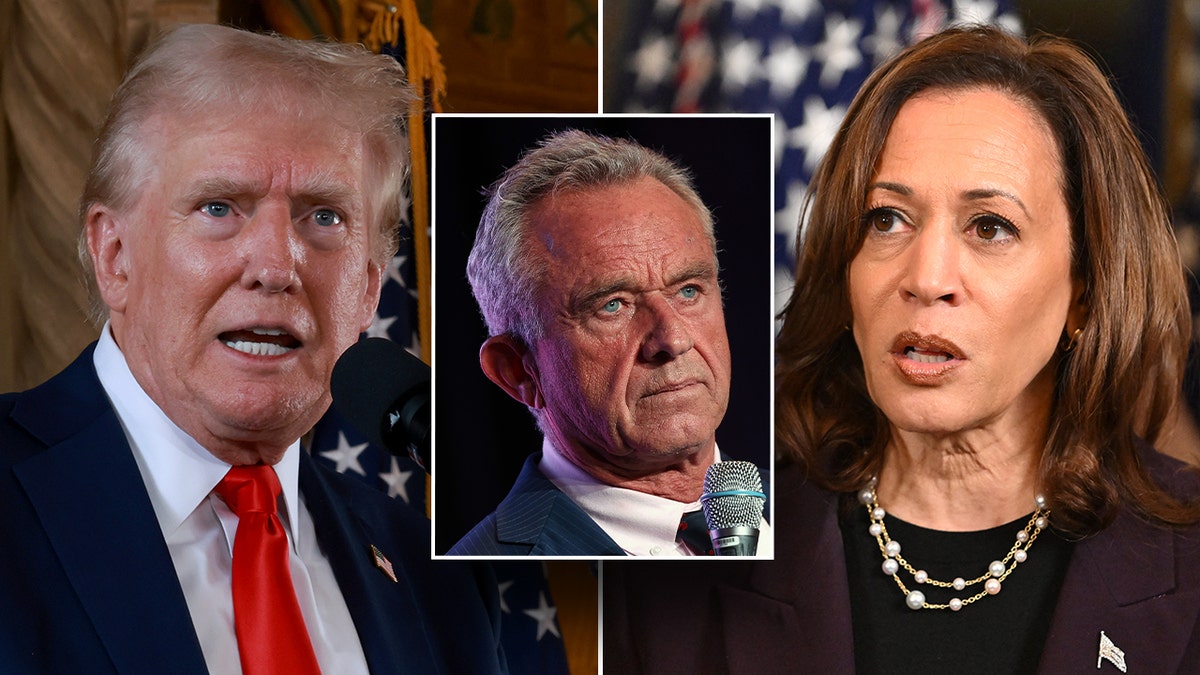 Donald Trump and Kamala Harris with Robert F. Kennedy Jr. inset