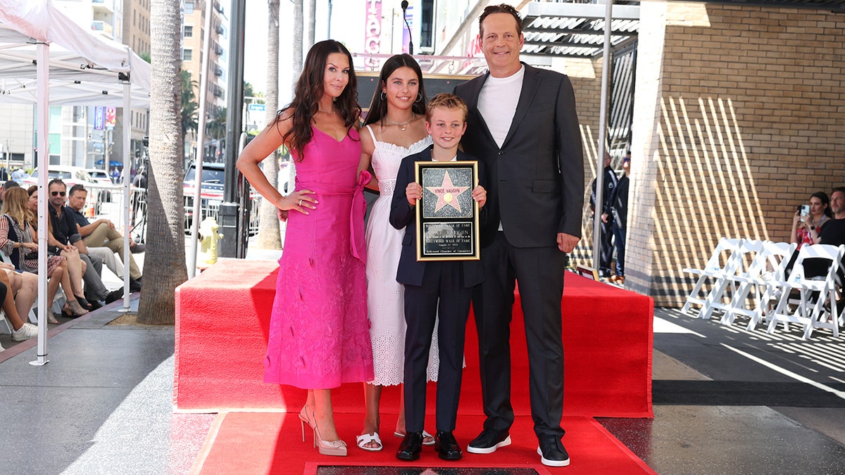 Vaughn appeared with his wife and children on a rare occasion at the ceremony on the Hollywood Walk of Fame.