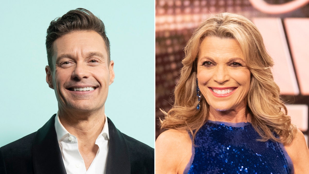 Ryan Seacrest y Vanna White sonríen