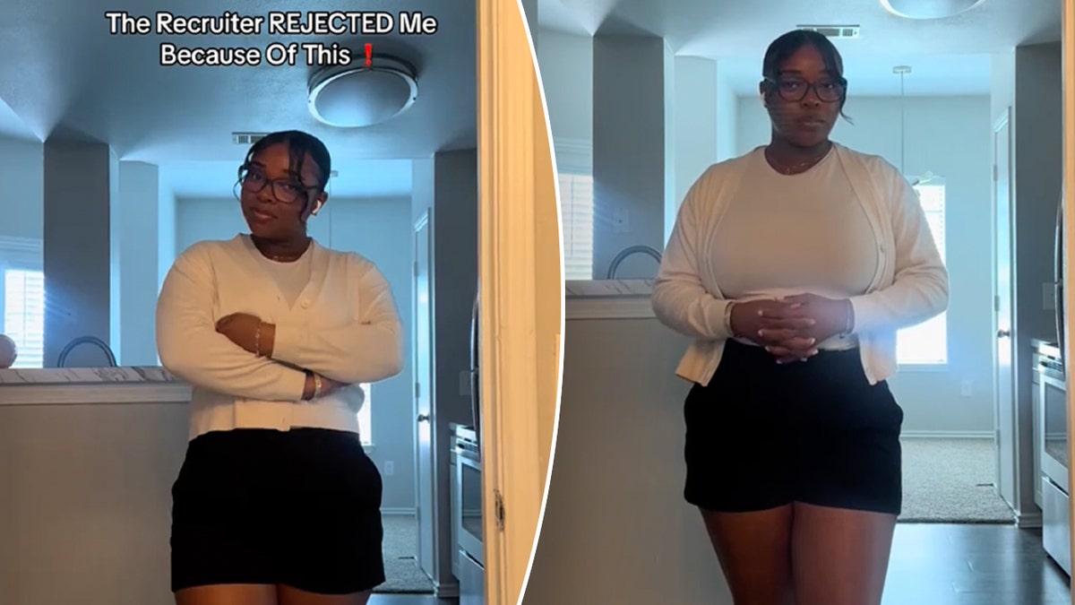 woman wears shorts to job interview TMX split