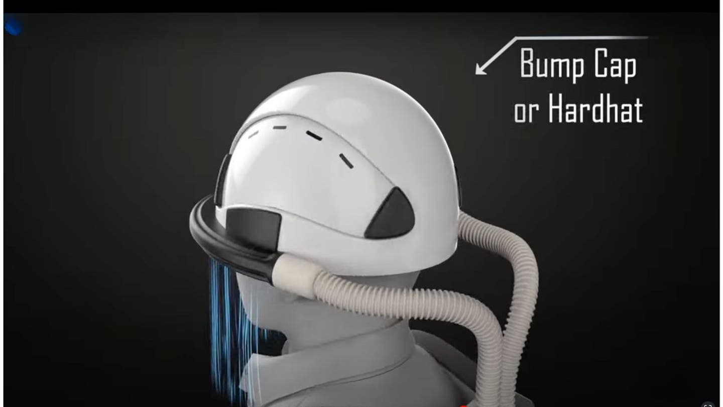 2 A helmet using a curtain of air could make face masks obsolete