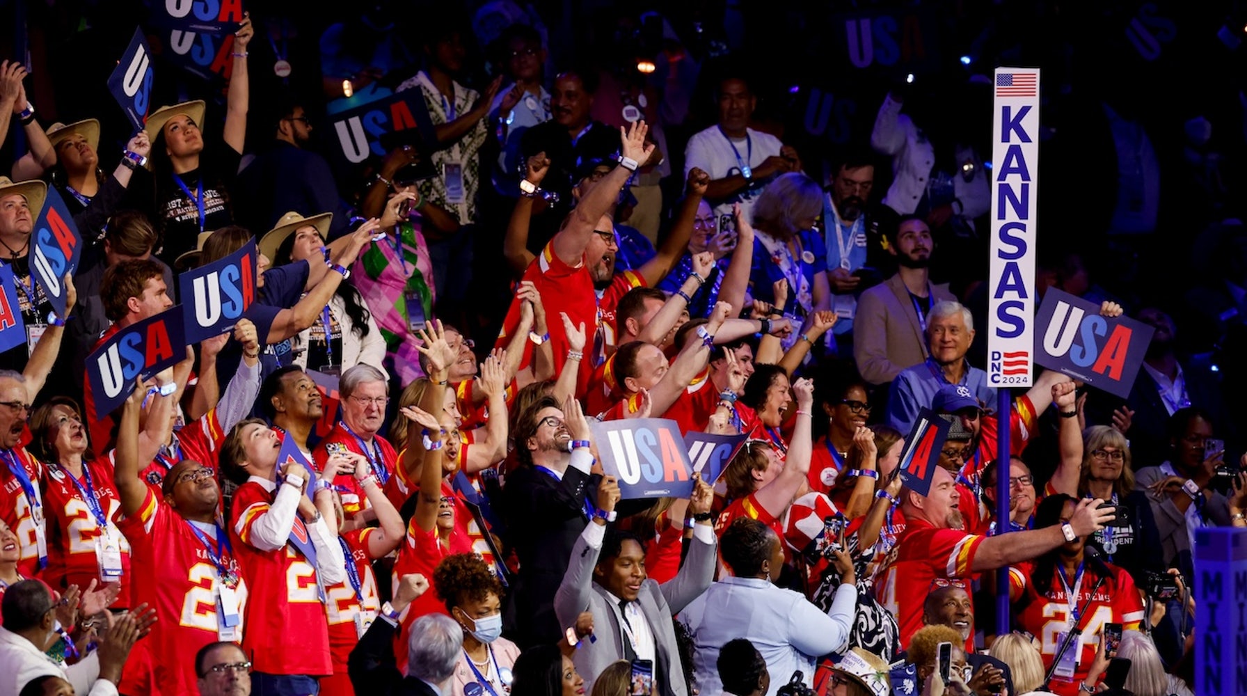 Kansas Democrats Wear Chiefs Gear to DNC, Aiming to Lure Team from Missouri