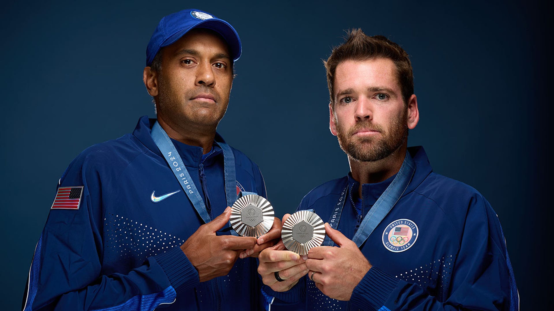Rajeev Ram and Austin Krajicek pose