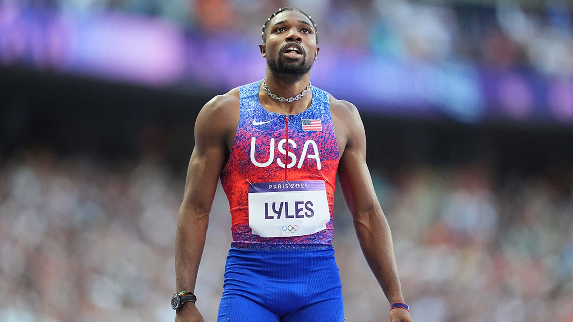 Noah Lyles reacts