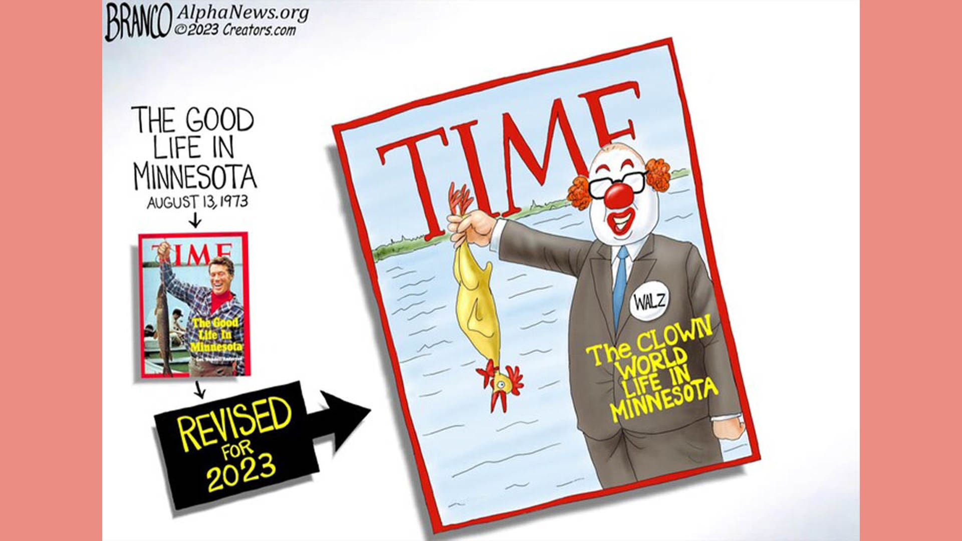 Tim Walz in political cartoon