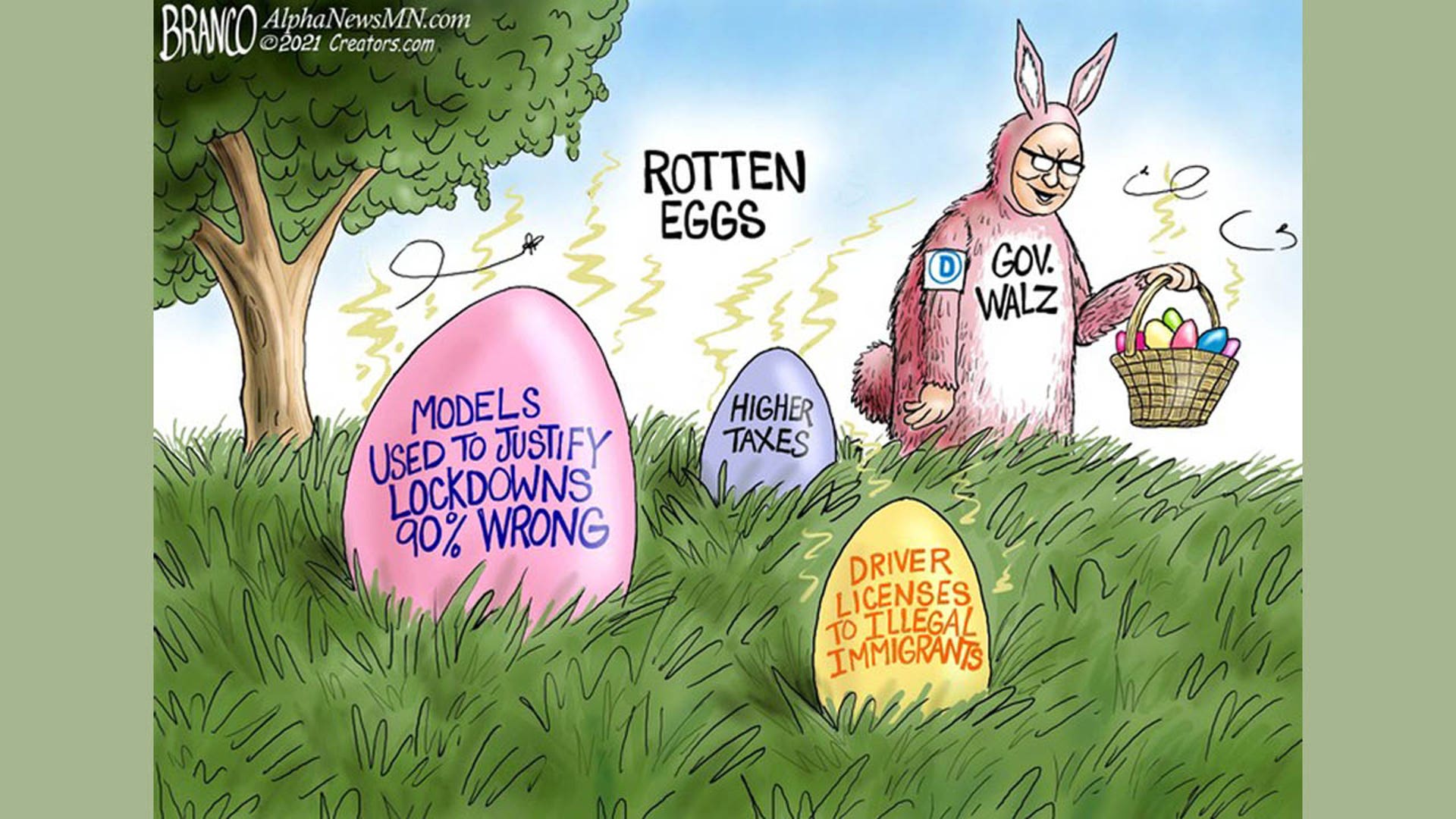 Tim Walz in political cartoon