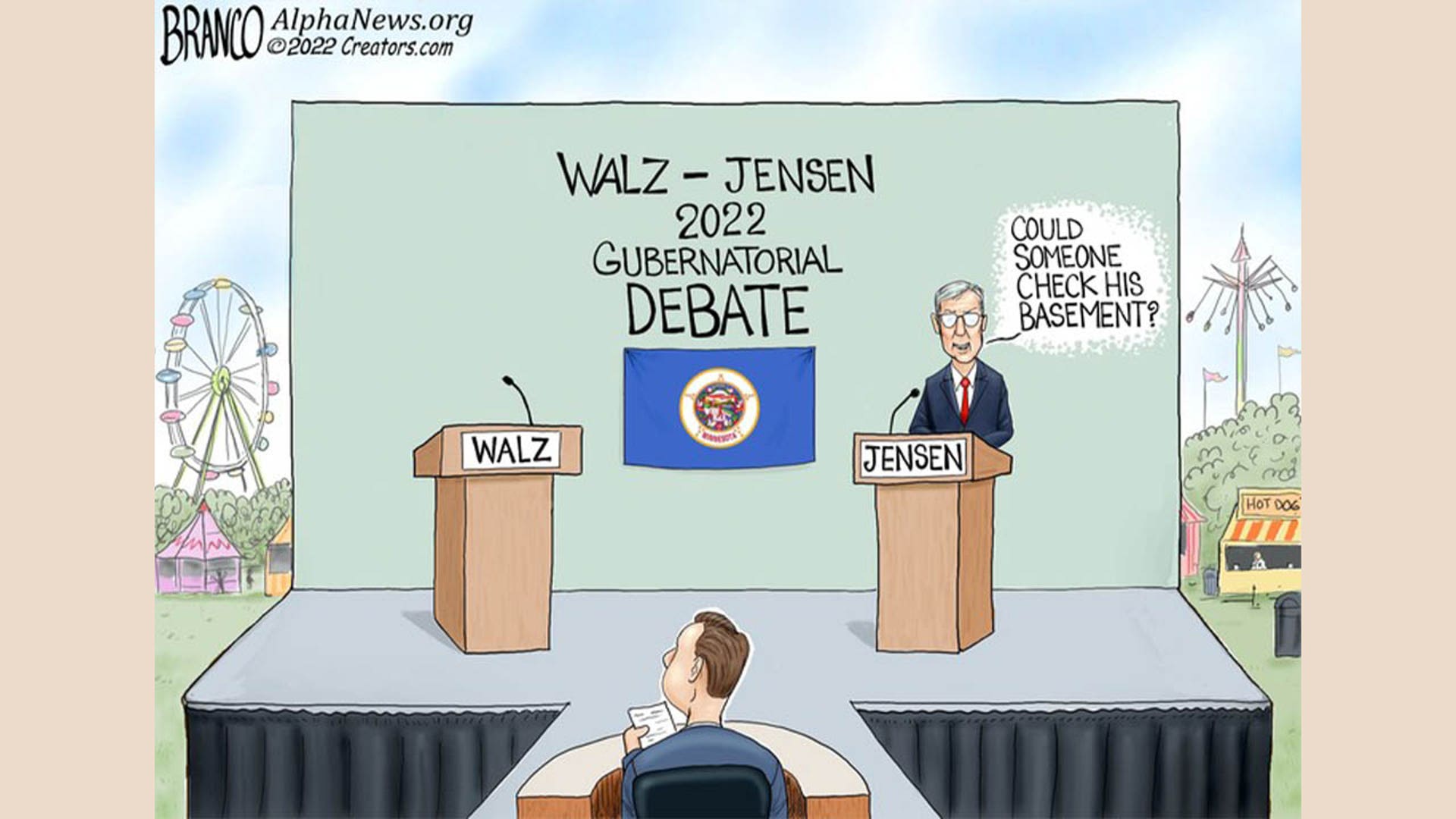 Tim Walz in political cartoon
