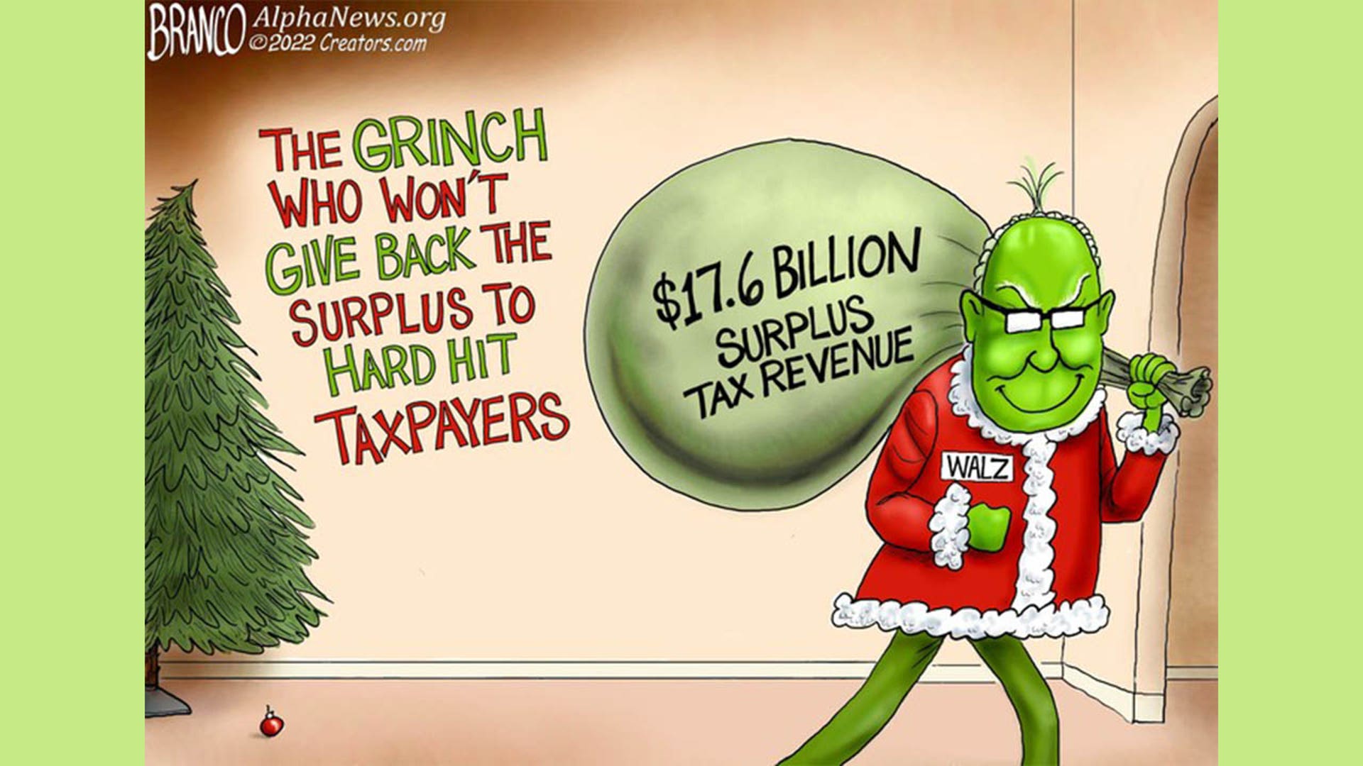 Tim Walz in political cartoon