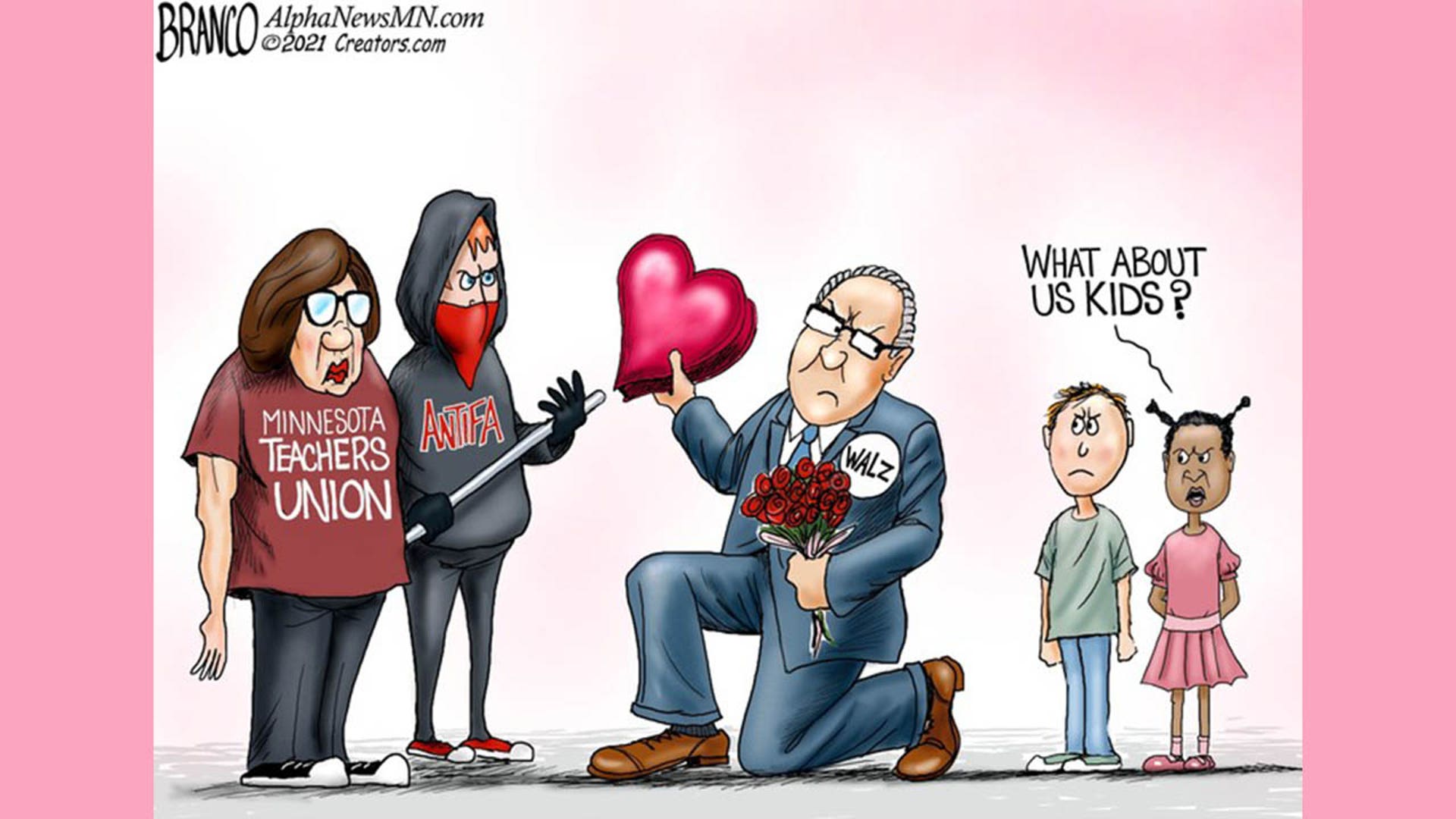 Tim Walz in political cartoon