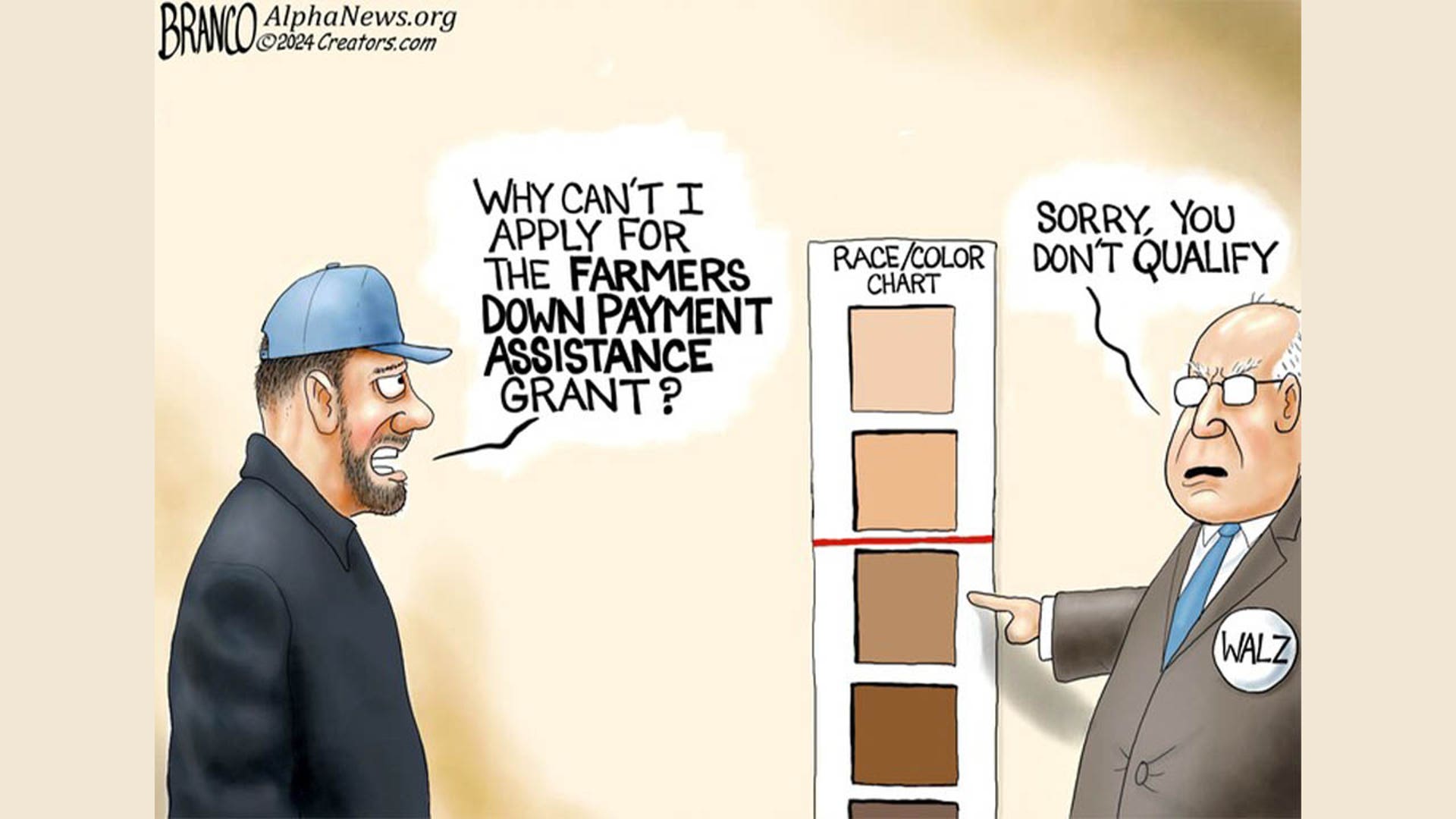 Tim Walz in political cartoon