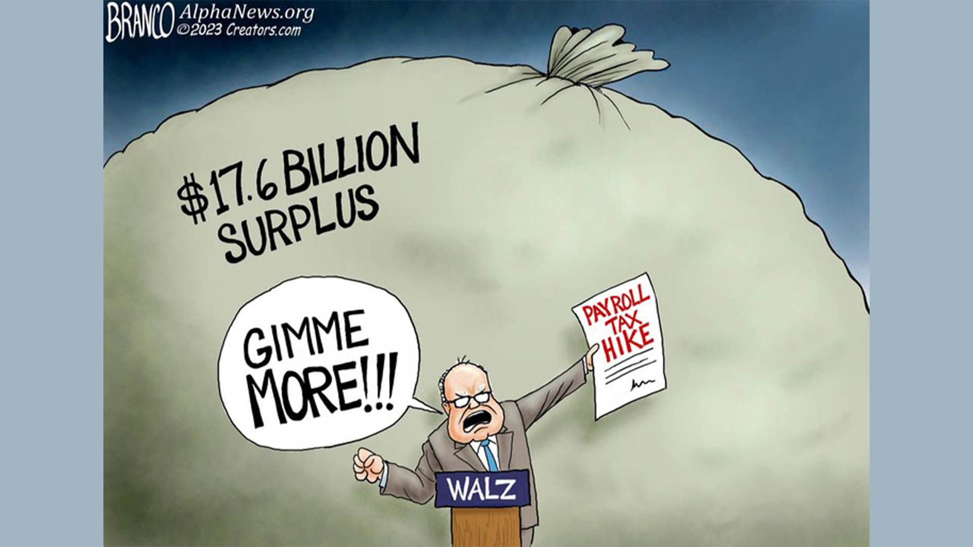 Tim Walz in political cartoon