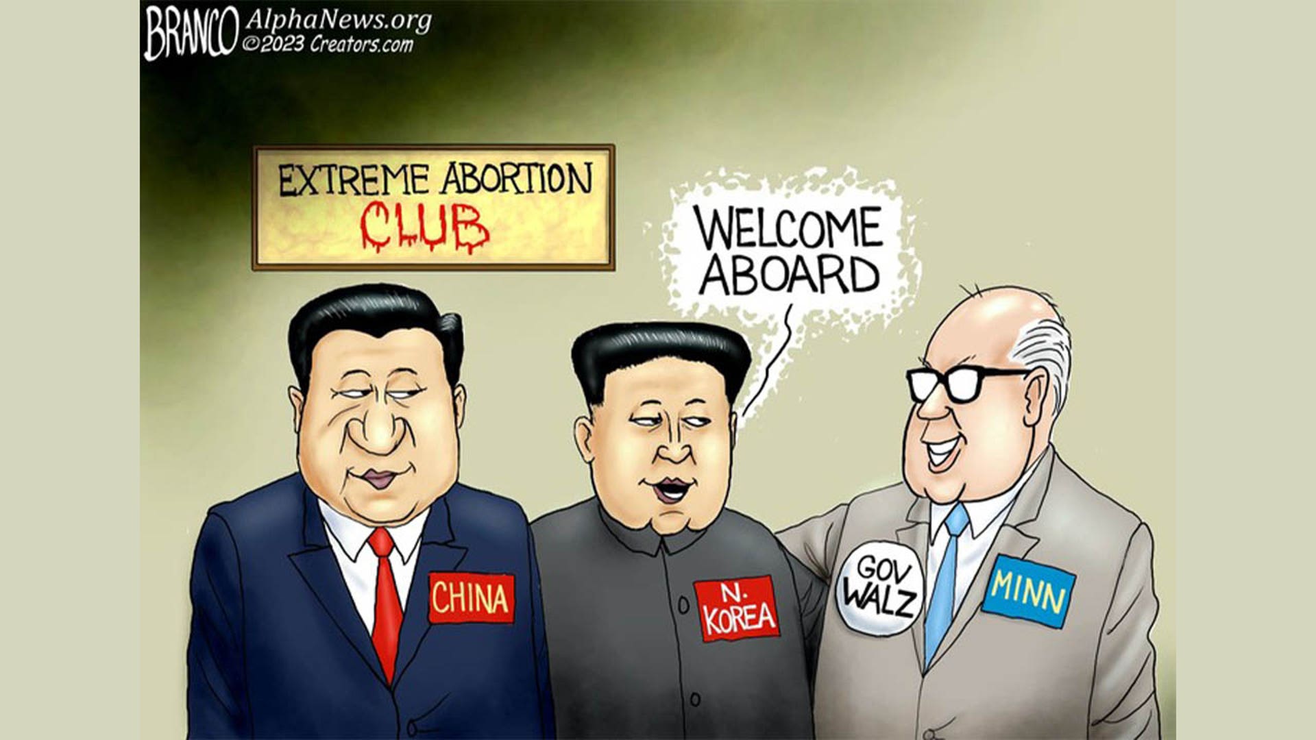 Tim Walz in political cartoon