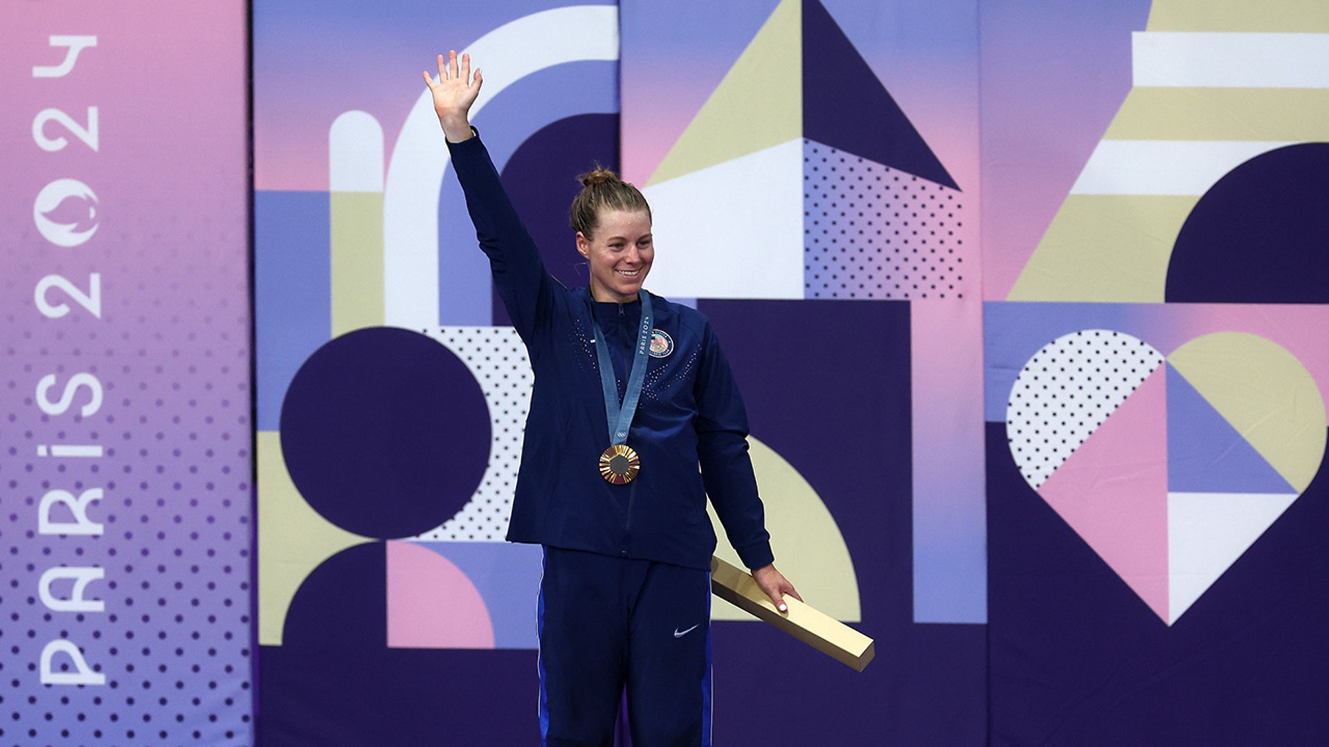 Jennifer Valente on the podium