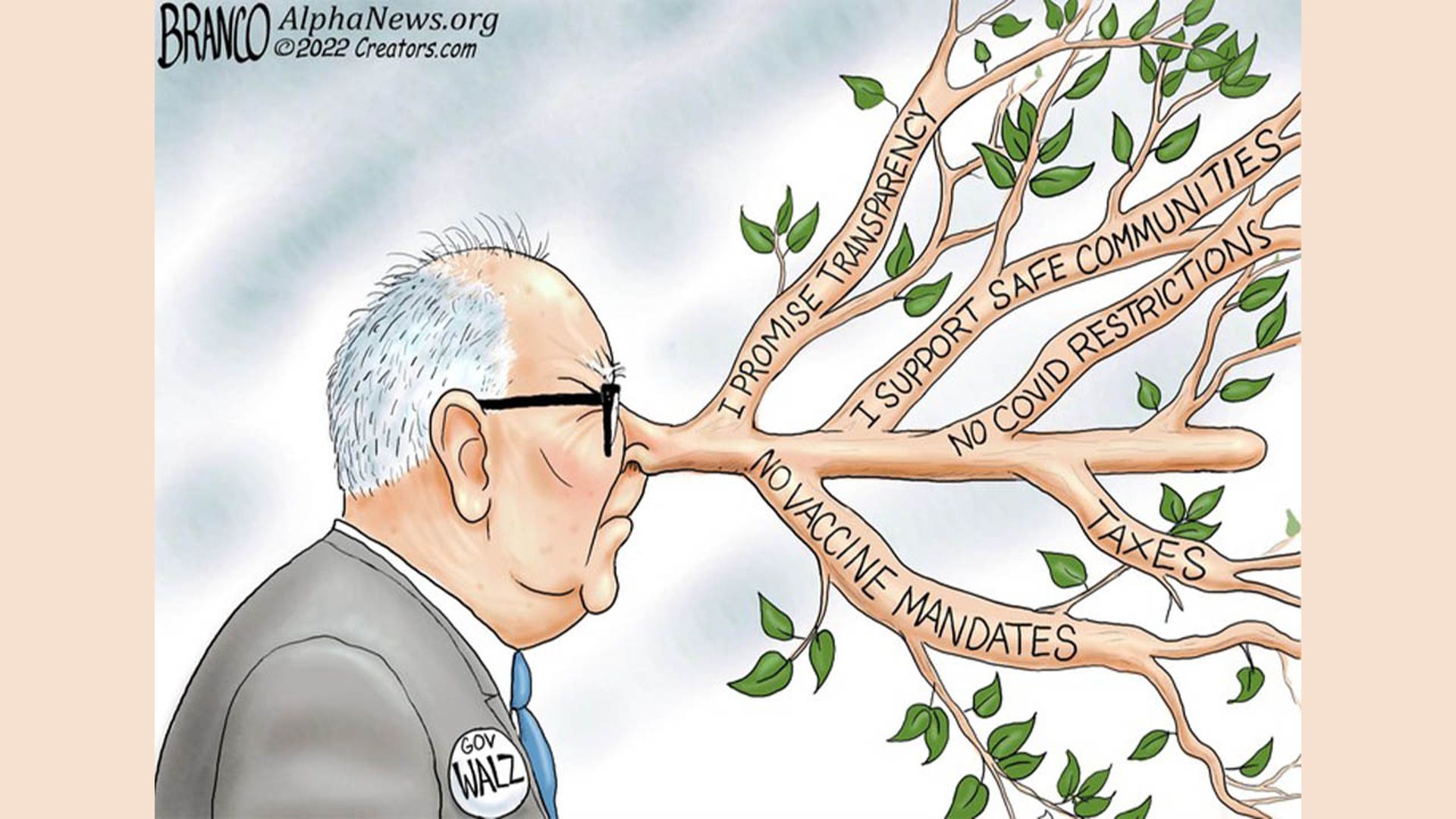 Tim Walz in political cartoon