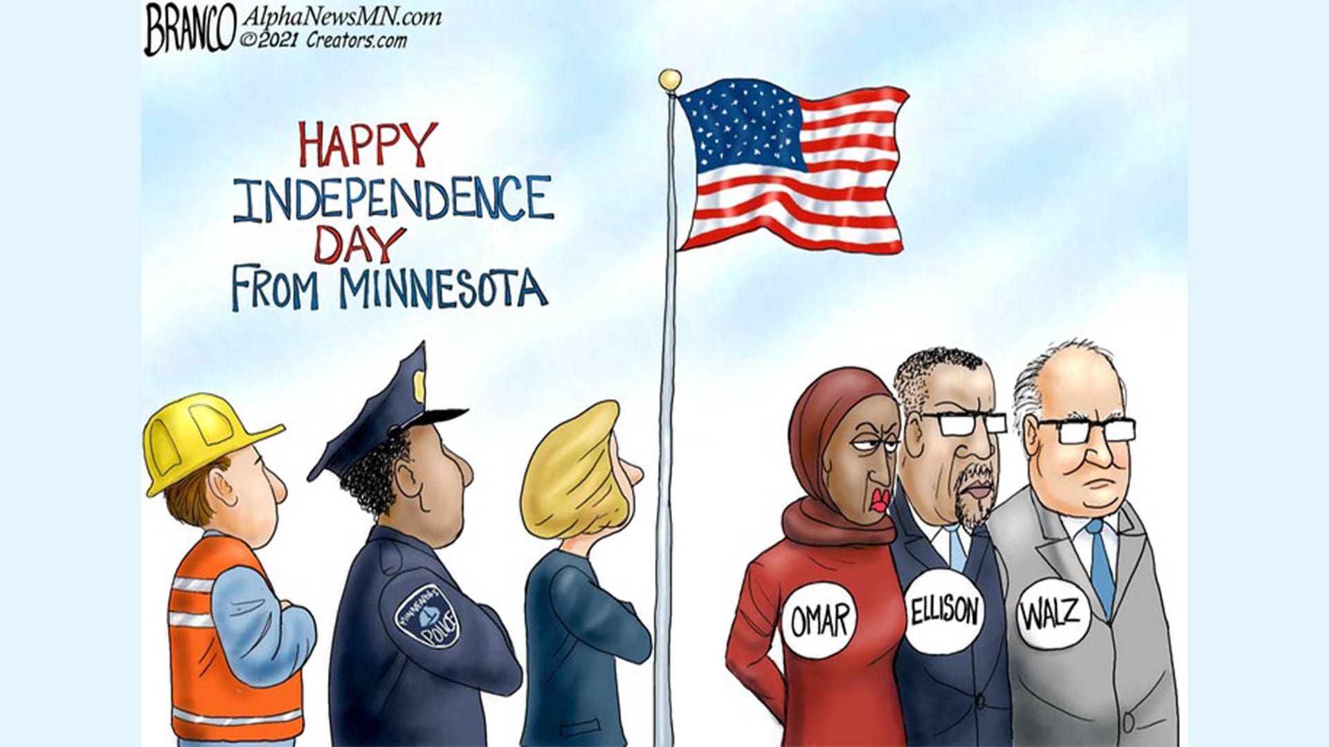 Tim Walz in political cartoon