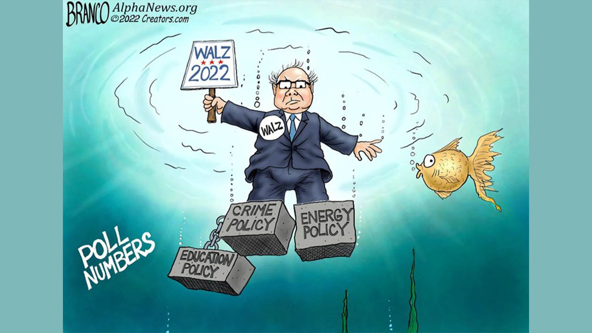 Tim Walz in political cartoon