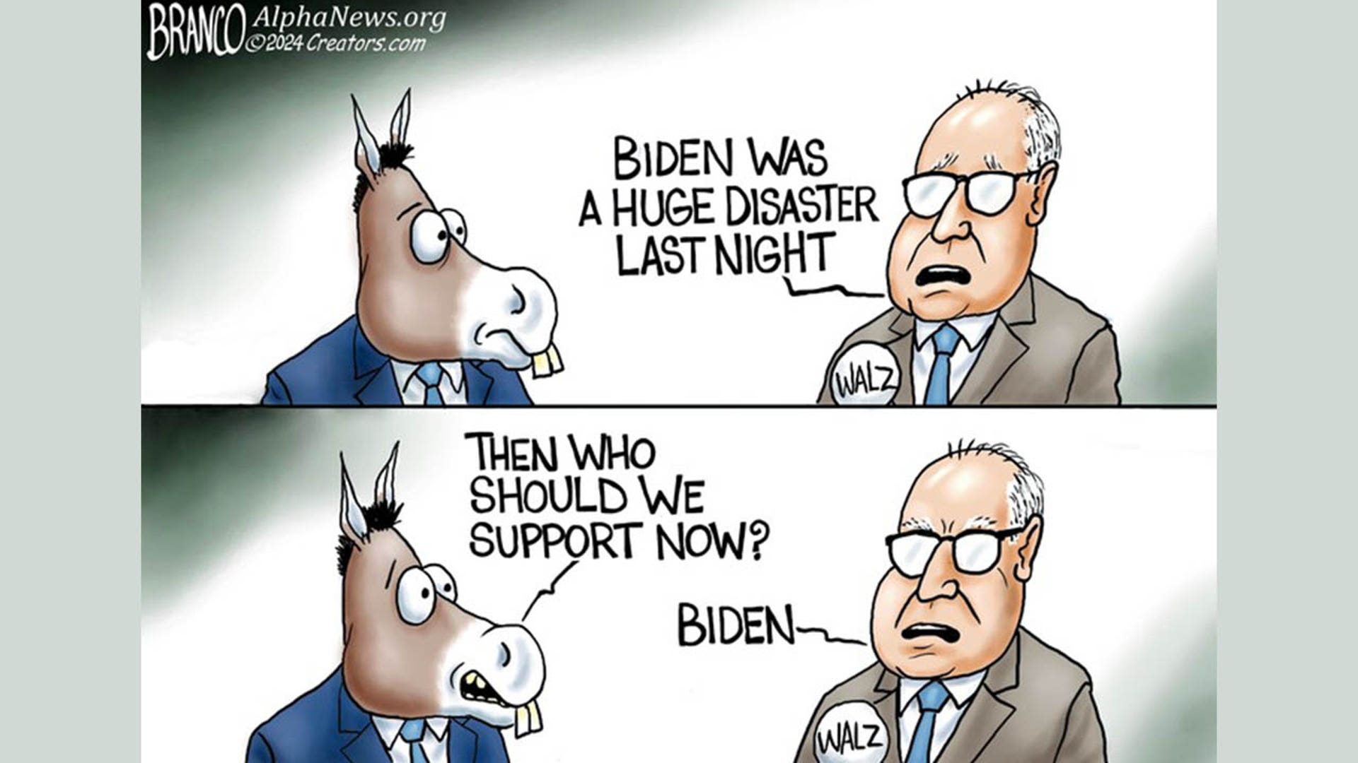 Tim Walz in political cartoon