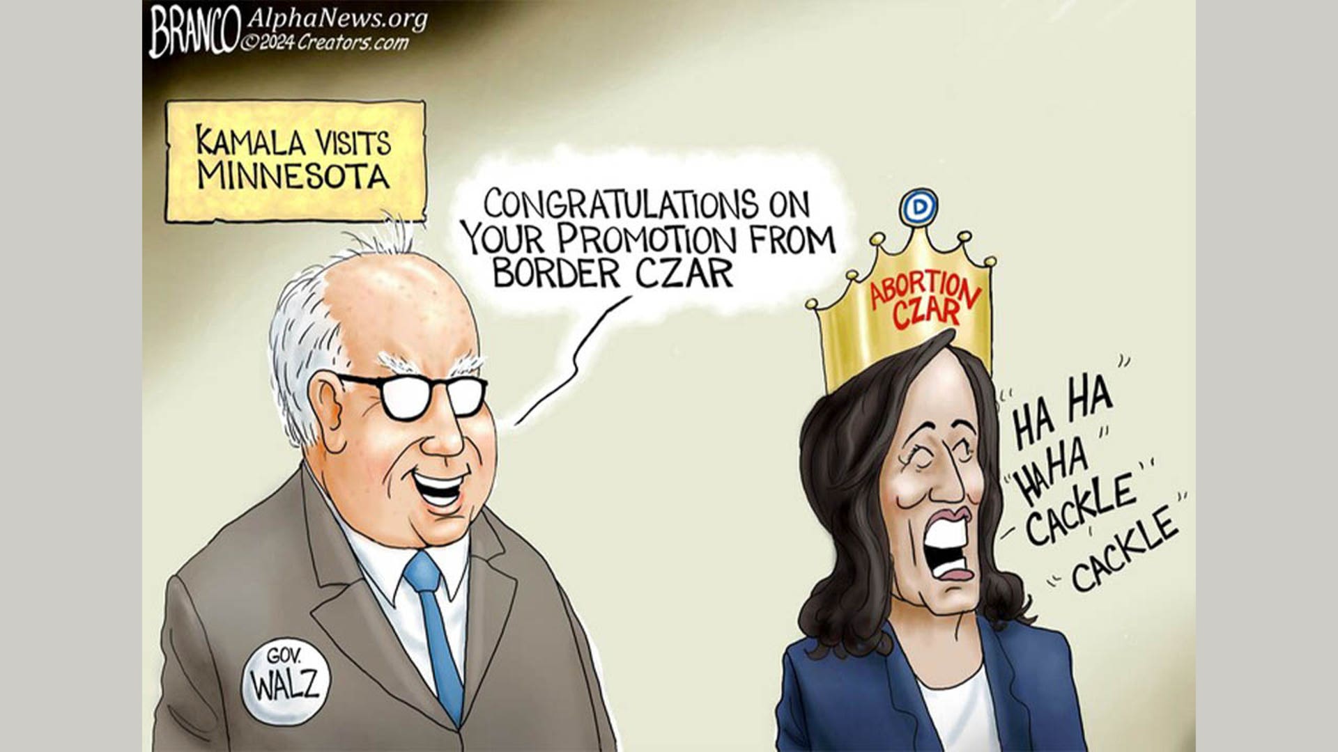 Tim Walz in political cartoon