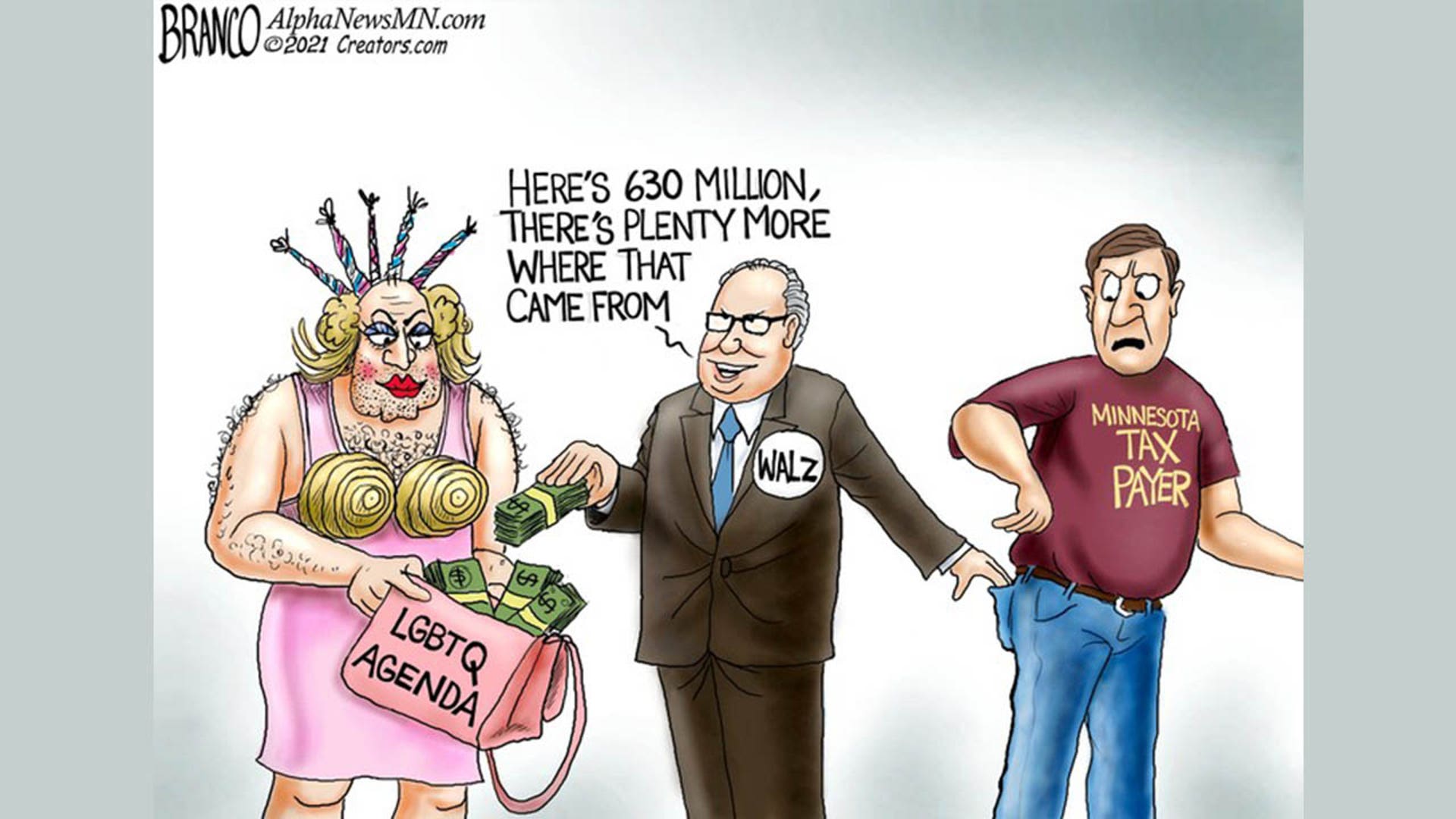 Tim Walz in political cartoon