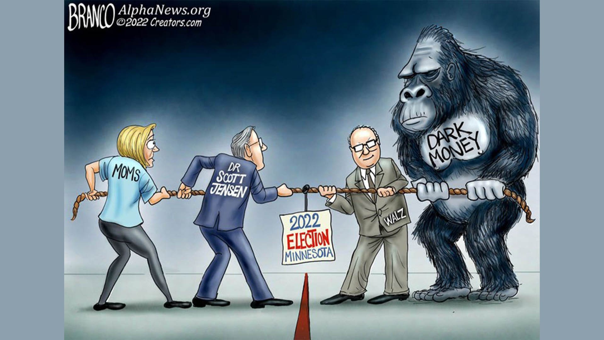 Tim Walz in political cartoon