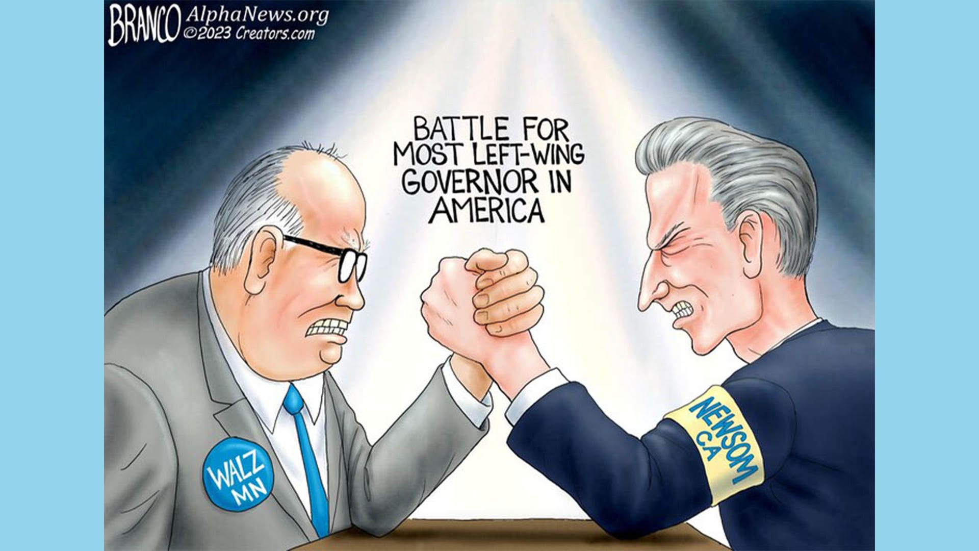 Tim Walz in political cartoon