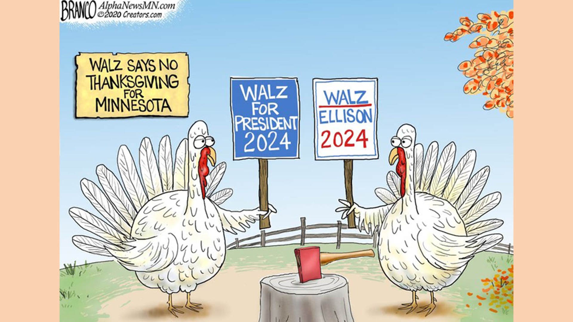 Tim Walz in political cartoon