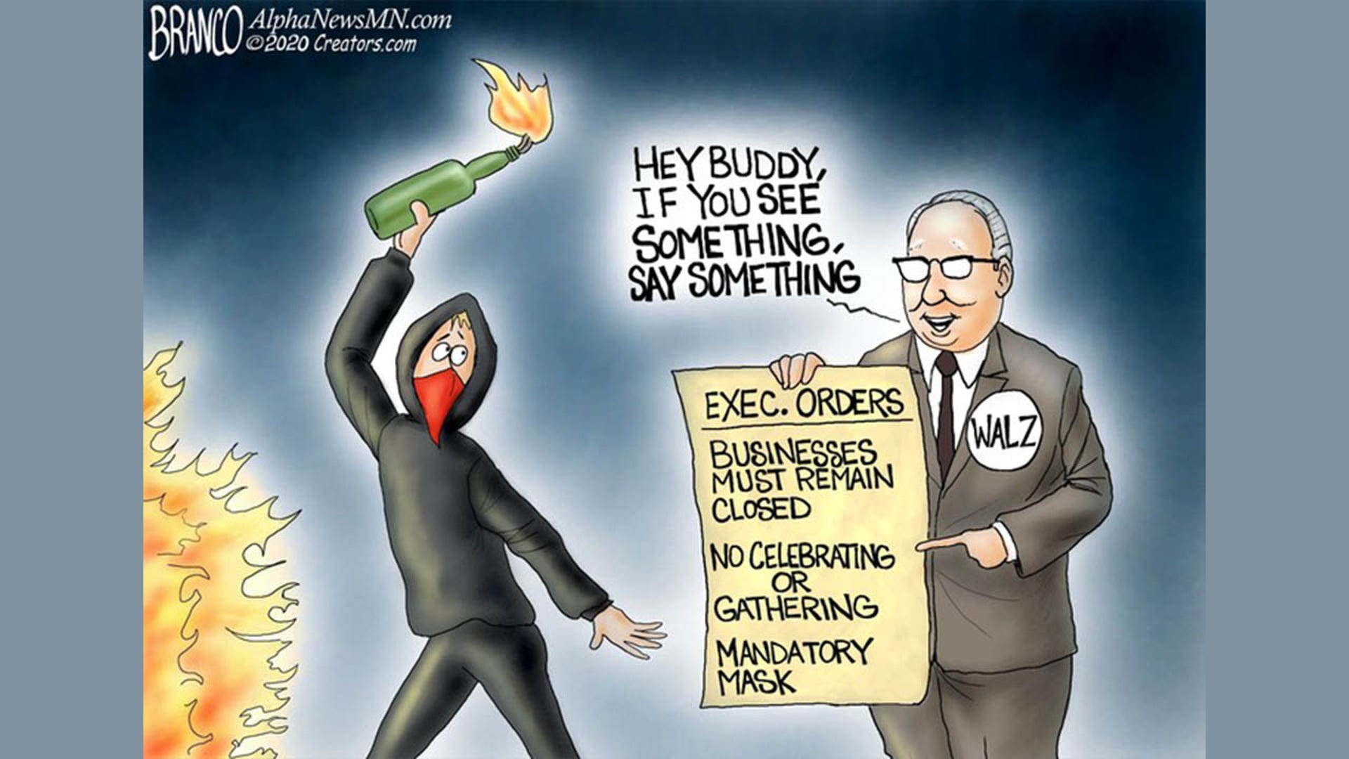 Tim Walz in political cartoon