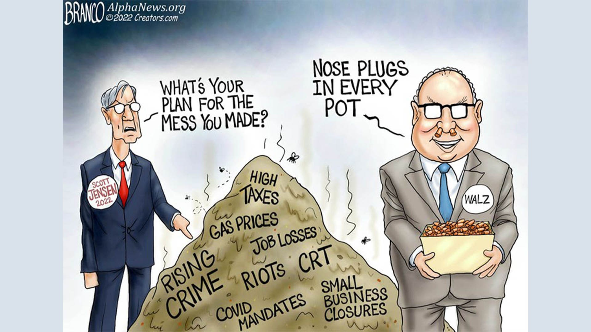 Tim Walz in political cartoon
