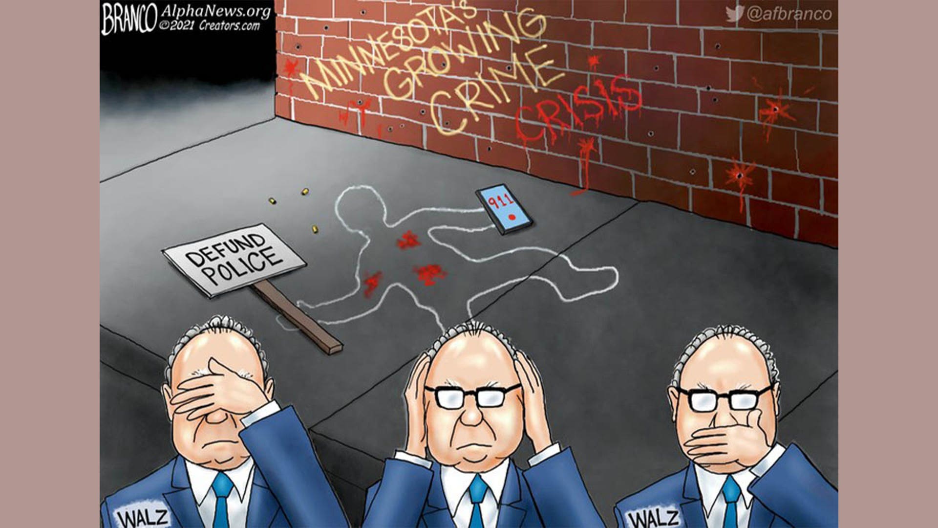 Tim Walz in political cartoon